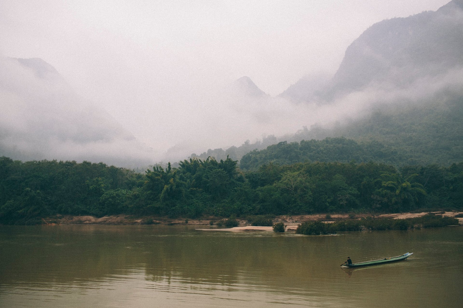Panoramic view of the Nam Ou river, Northern Laos