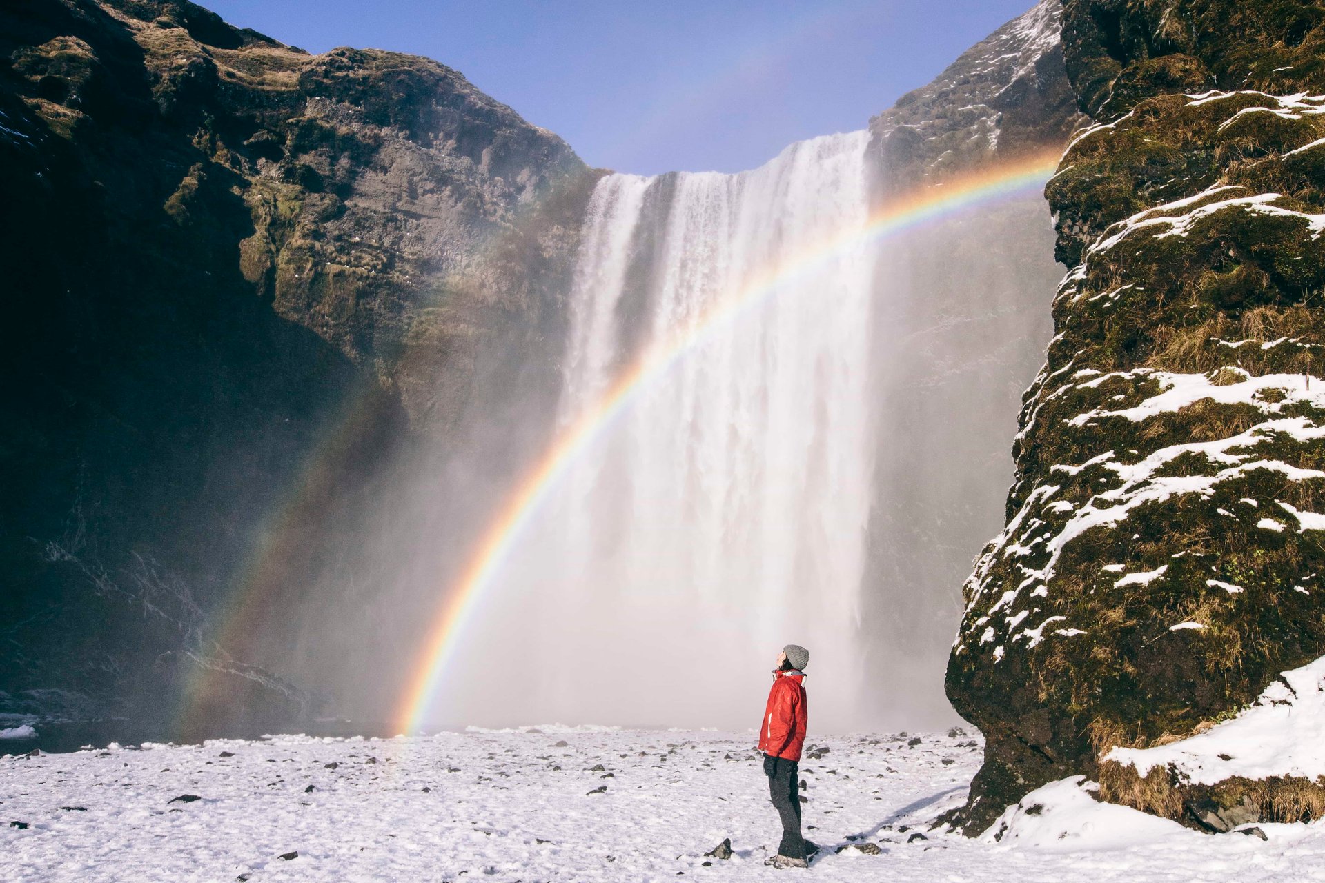 Icelandic landscape, volcanic terrain and low clouds