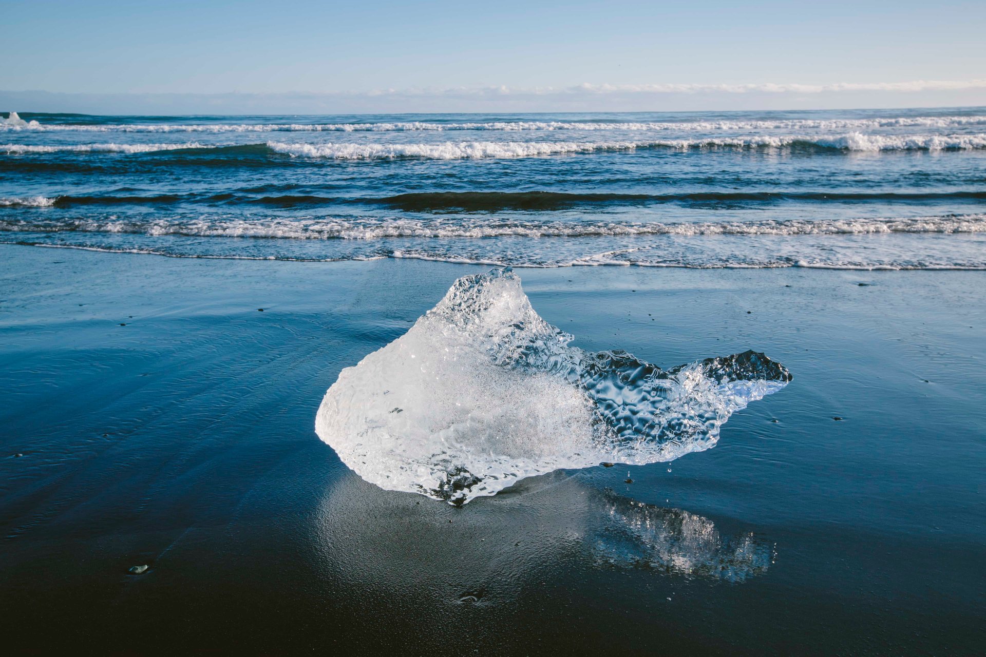 Icelandic landscape, valley and distant mist
