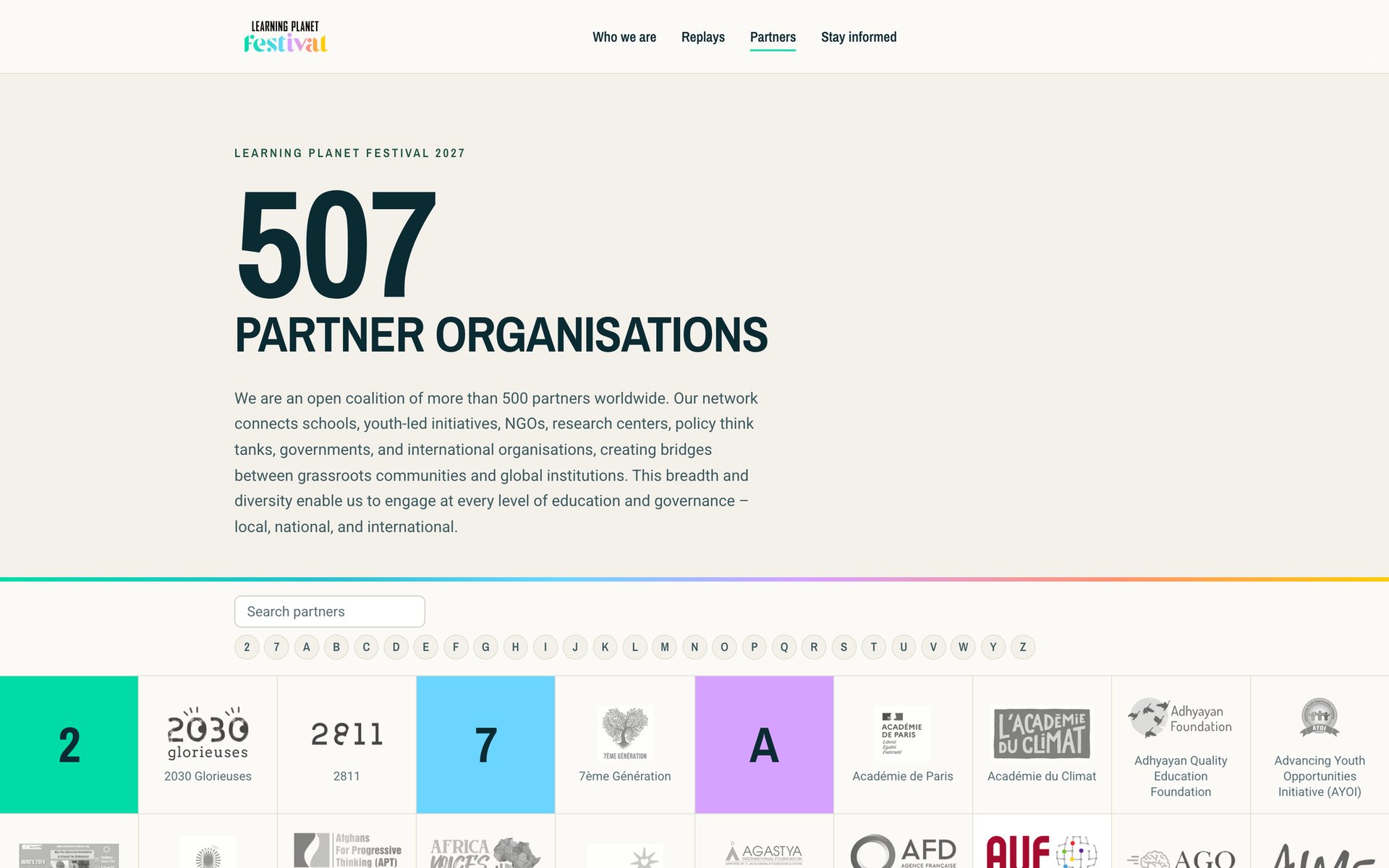The directory of 507 partner organisations